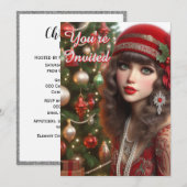 Bruisende Jaren Twintig Vakantie Flapper Kerstfees Kaart (Voorkant / Achterkant)