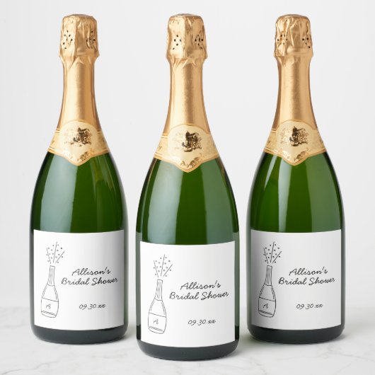 Bruisende knallende champagnefles Bruidsdouche Sparkling Wijnetiket (Flessen)