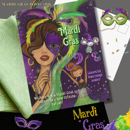 Bruisende Mardi Gras Masquerade Ansichtkaart Feestdagenkaart