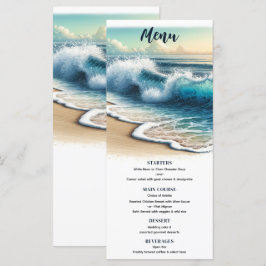 Bruisende Oceaangolven Kuststrand Bruiloftsmenu Menu