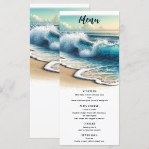 Bruisende Oceaangolven Kuststrand Bruiloftsmenu Menu