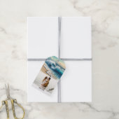 Bruisende Oceaangolven Rustieke Kust Strand Bruilo Cadeaulabel (Met Touw)