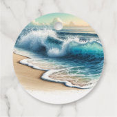 Bruisende Oceaangolven Rustieke Kuststrand Bruilof Bedankjes Labels (Achterkant)