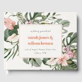 Bruisende Perzikroze Tropische Bloemenuitvaart Gastenboek (Voorkant)