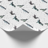 Bruisende Pinguïns Inpakpapier (kies kleur) (Hoek)