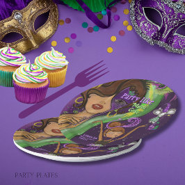 Bruisende pret Mardi Gras-maskerade Papieren Bordje