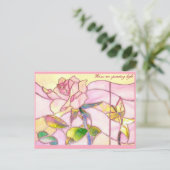 Bruisende Roze Verjaardags POSTCARD Briefkaart (Staand voorkant)