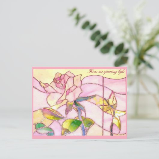 Bruisende Roze Verjaardags POSTCARD Briefkaart (Staand voorkant)