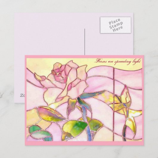 Bruisende Roze Verjaardags POSTCARD Briefkaart (Voorkant / Achterkant)