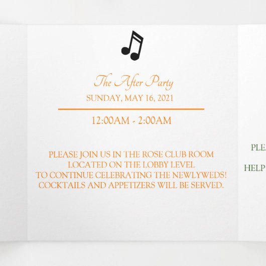 Bruisende Sinaasappel Droom Trouw Drievoudige Kaar Drieluik Aankondiging (Binnenkant midden)