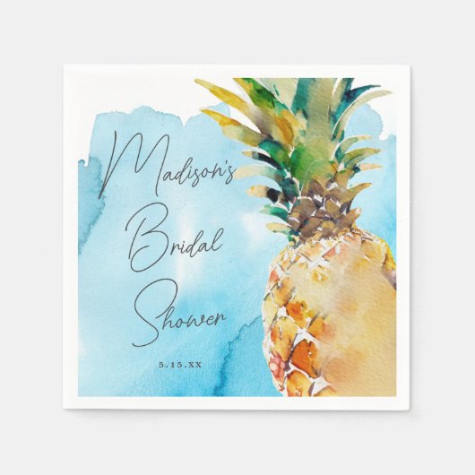 Bruisende Tropische Ananas Bruidsdouche Feestje Servet (Voorkant)