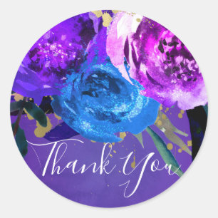 Bruisende Ultra Violet Paarse Bloemrijke Fantasie  Ronde Sticker