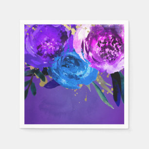 Bruisende Ultra Violet Paarse Bloemrijke Fantasie Servetten