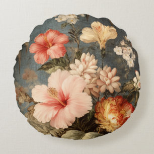 Bruisende Vintage Bloemstuk Rond Kussen