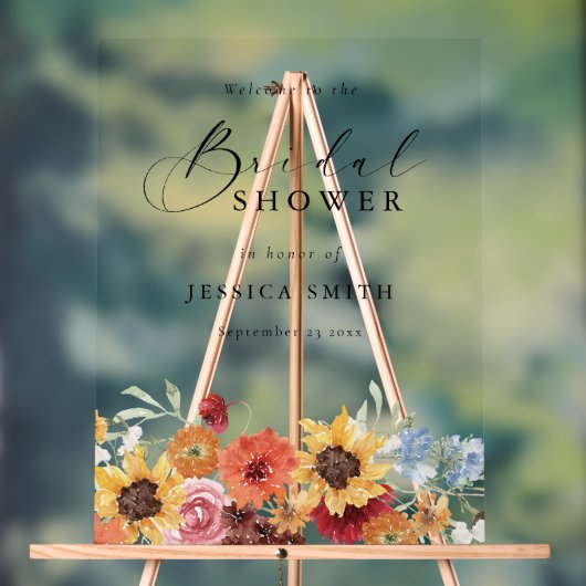 Bruisende Waterverf Bloem Bruidsdouche Acryl Bord (Neutraal)