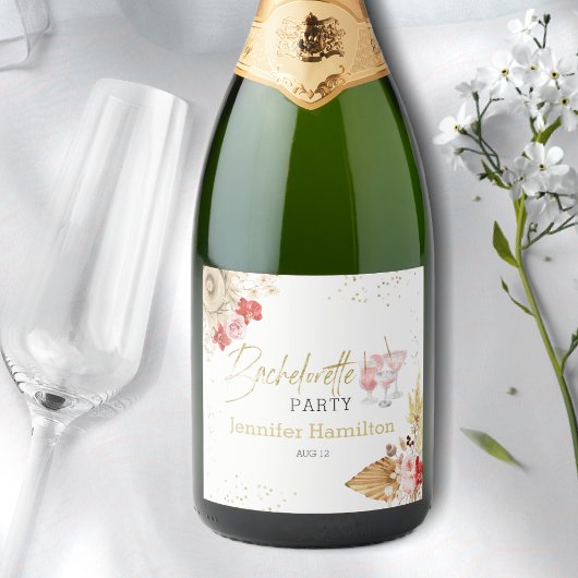 Bruisende wijnlabels | Bachelorette Boho Cocktail Sparkling Wijnetiket