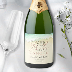 Bruisende wijnlabels   Cancun-strand Sparkling Wijnetiket