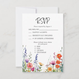 Bruisende Wilde Bloemen Elegante Trouw RSVP Kaart