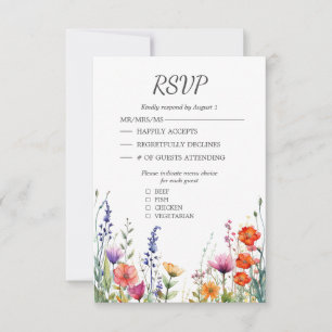 Bruisende Wilde Bloemen Elegante Trouw-RSVP-Kaart RSVP Kaartje