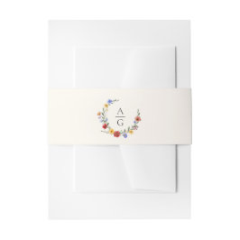 Bruisende Wilde Bloemen Monogram Bruiloft Uitnodigingen Wikkel
