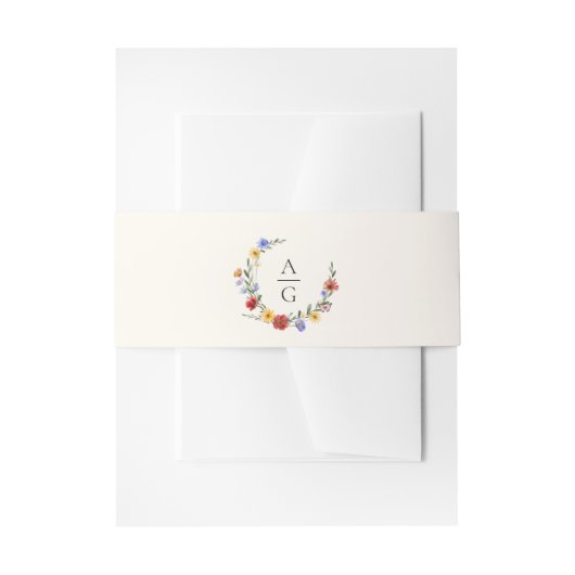Bruisende Wilde Bloemen Monogram Bruiloft Uitnodigingen Wikkel (Voorkant Voorbeeld)
