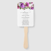 Bruisfeerpaarse Bloemige Elegante Trouwprogramma Handwaaier (Voorkant)