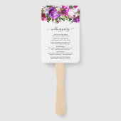 Bruisfeerpaarse Bloemige Elegante Trouwprogramma Handwaaier (Achterkant)