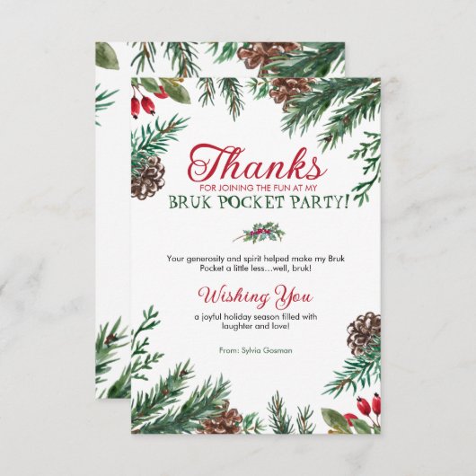 Bruk Pocket Kerstmis en dank u kaarten (Voorkant / Achterkant)