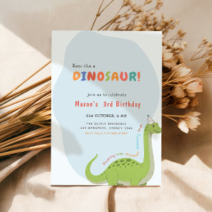 Brul als een dinosaurus verjaardagsfeestje 3e verj kaart