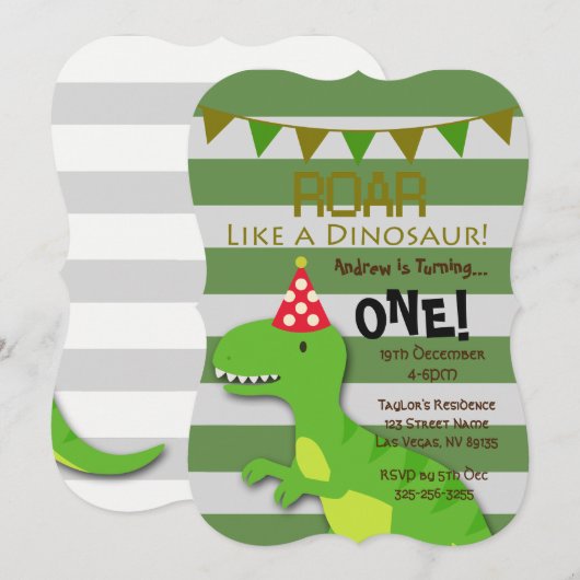 Brul als een dinosaurus verjaardagsuitnodiging kaart (Voorkant / Achterkant)