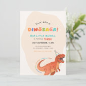 Brul als een dinosaurus waterverf Trex 3de verjaar Kaart (Staand voorkant)