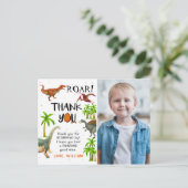 Brul Dinosaur Jungle Verjaardag Foto Bedankt Briefkaart (Staand voorkant)