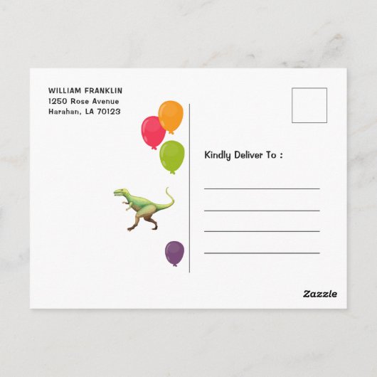 Brul Dinosaur Jungle Verjaardag Foto Bedankt Briefkaart (Achterkant)