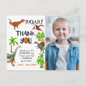Brul Dinosaur Jungle Verjaardag Foto Bedankt Briefkaart (Voorkant)