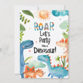 BRUL! Dinosaur Verjaardagsfeestje Kaart (Voorkant)