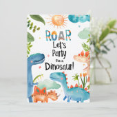 BRUL! Dinosaur Verjaardagsfeestje Kaart (Staand voorkant)