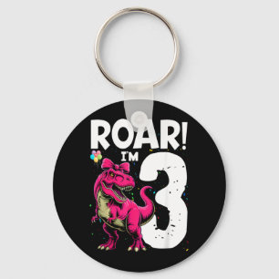 Brul Dinosaurus Ik ben 3 Jaar Oude Verjaardag Meis Sleutelhanger