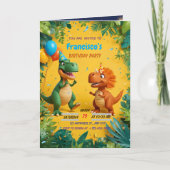 Brul-dinosaurus verjaardagsuitnodiging – Jungle Ki (Voorkant)