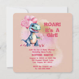 Brul Het Is Een Meisje T-Rex Baby Dinosaurus Roze Kaart