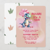 Brul Het Is Een Meisje T-Rex Baby Dinosaurus Roze Kaart (Voorkant / Achterkant)