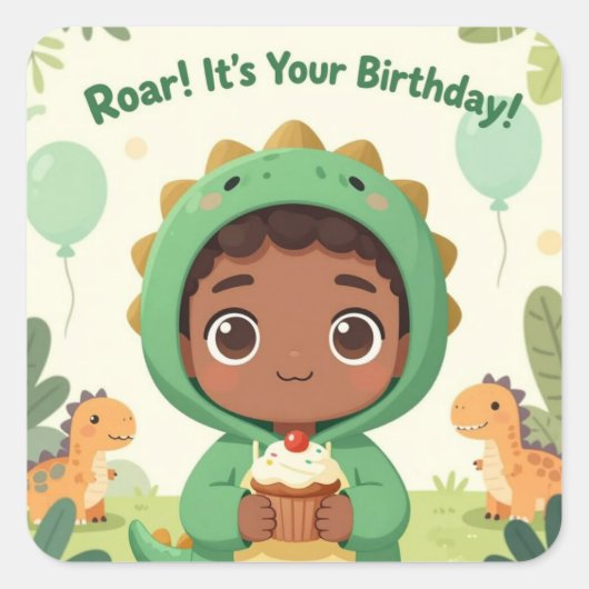 Brul Het is je verjaardag Vierkante sticker (Voorkant)