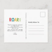 Brul Ik ben een 3-Rex Kids Derde Verjaardag Bedank Briefkaart (Achterkant)