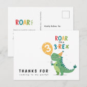 Brul Ik ben een 3-Rex Kinderen Derde Verjaardag Be Briefkaart (Voorkant / Achterkant)
