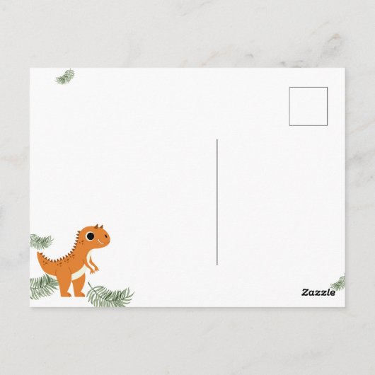 Brul Kleur: Stunning Dinosaurus Verjaardagsuitnodi Briefkaart (Achterkant)