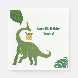 Brul We zijn 4 - Tweeling Dinosaurus Verjaardagsfe Servet