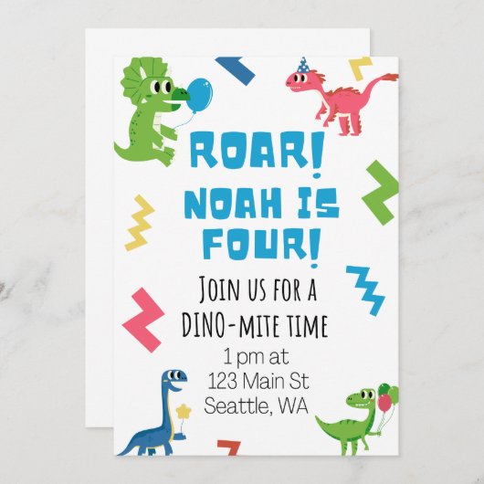 brullen Ik ben vier verjaardag uitnodigen Kaart (Voorkant / Achterkant)