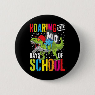 brullen in 100 dagen van school plezier t rex dino ronde button 5,7 cm
