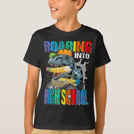 Brullen in High School Monster Truck Dinosaur T-shirt (Voorkant)