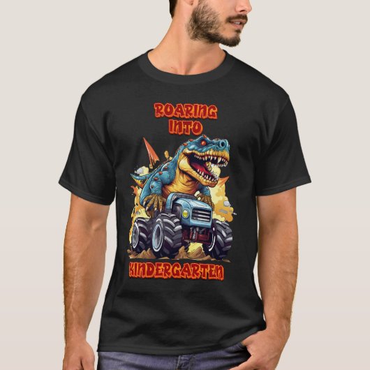 brullen in kleuterschool T Rex en Monster Truck T-shirt (Voorkant)
