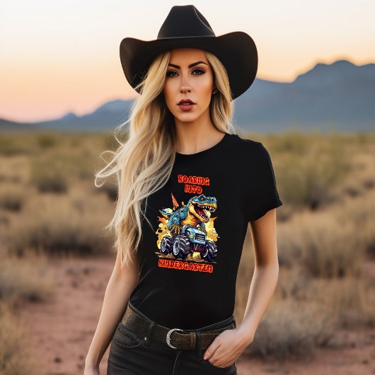 brullen in kleuterschool T Rex en Monster Truck T-shirt